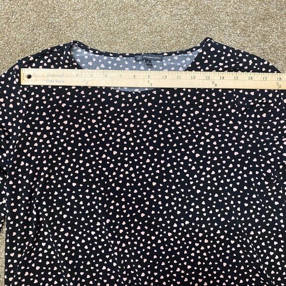 Adrianna Papell Heart Print Tunic Shirt Top Women's 1X Black Romance Valentines - Picture 6 of 12